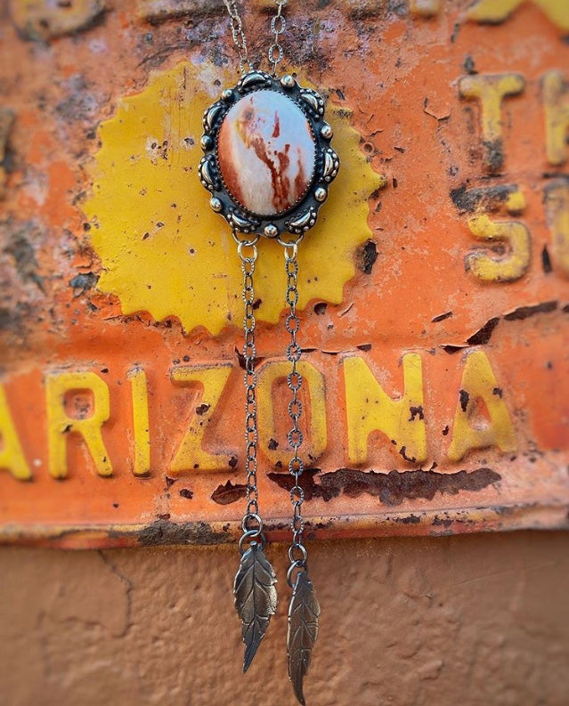 cabochon pendant with cast bead embellishment