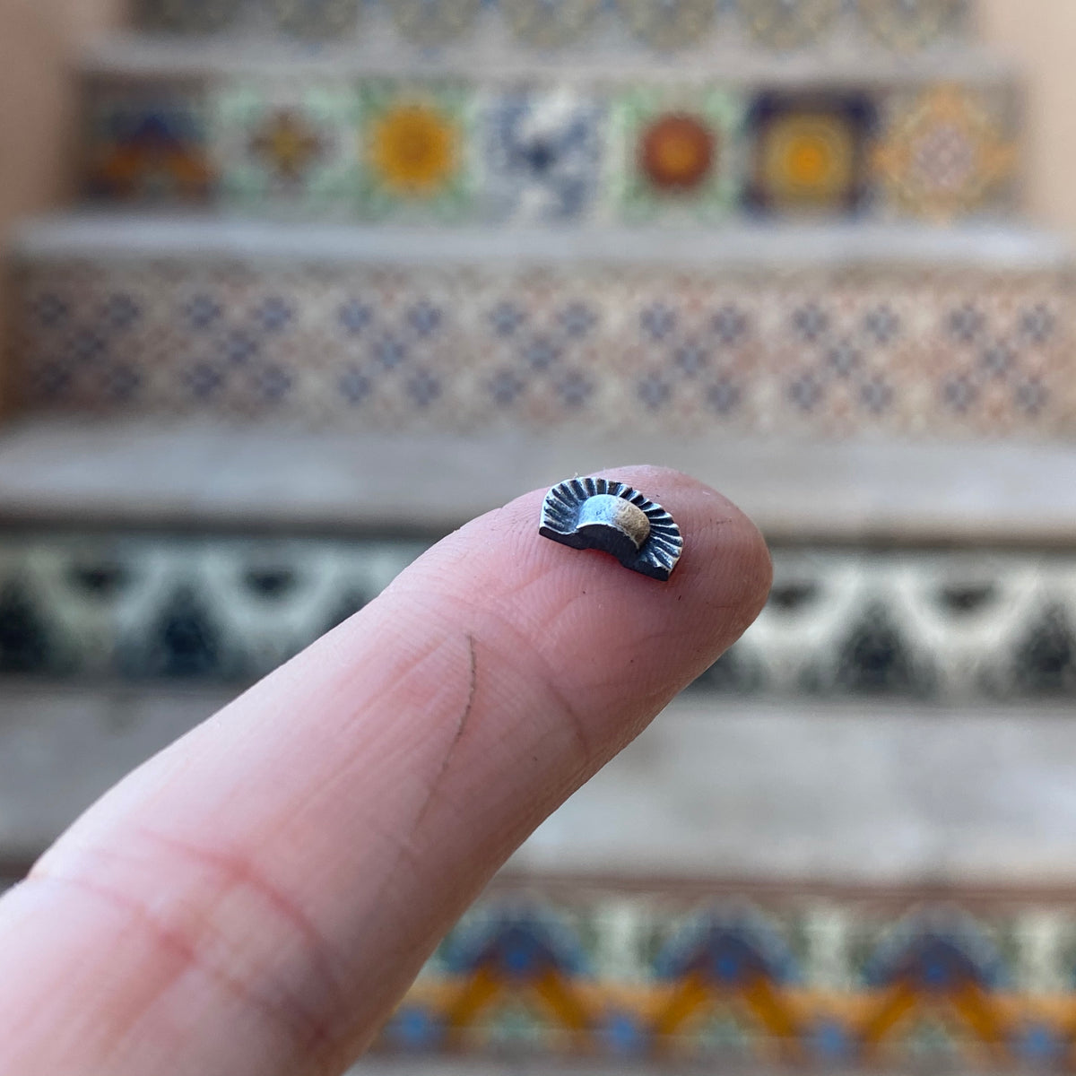  sterling silver half circle casting with patina